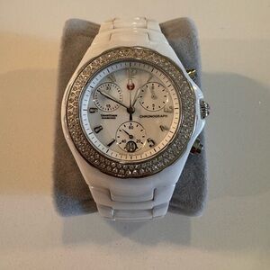 Michele Tahitian White Ceramic and Stainless Steel 35mm Watch